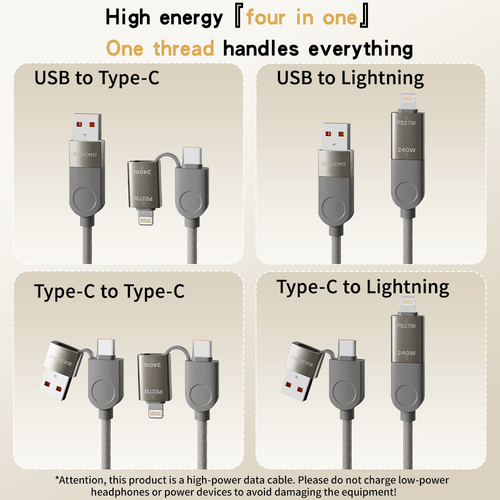 Magnetic 4-in-1 Fast Charging Cable – Universal USB Cable with Magnetic Connectors
