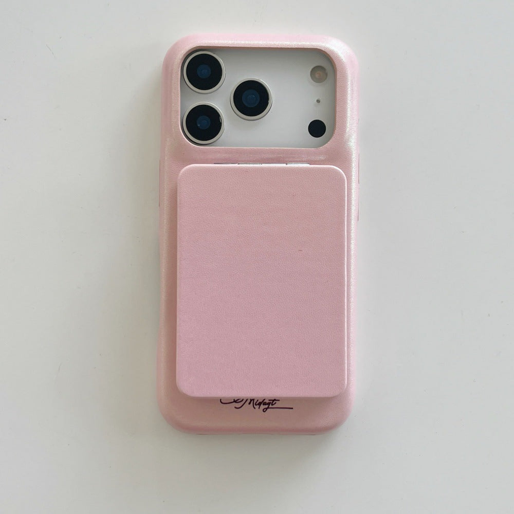 Leather Mirror Holder Phone Case for iPhone