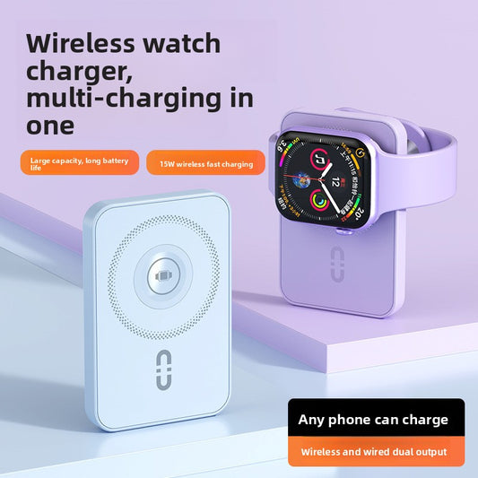 3-in-1 Magnetic Power Bank - 5000mAh Wireless Charger for Phone, Watch & Earbuds