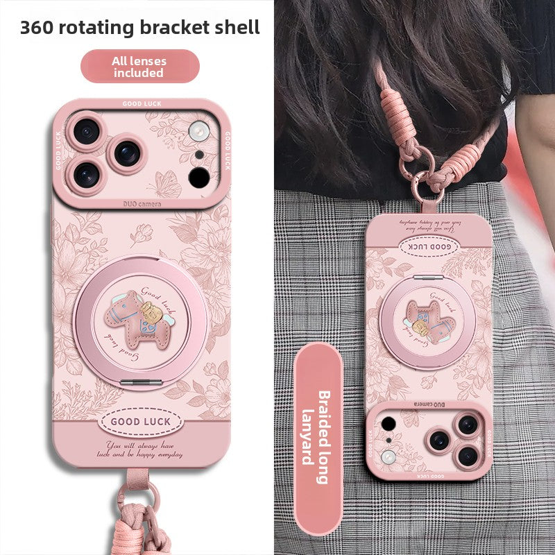 Floral Pony Magnetic Phone Case with 360° Stand for iPhone