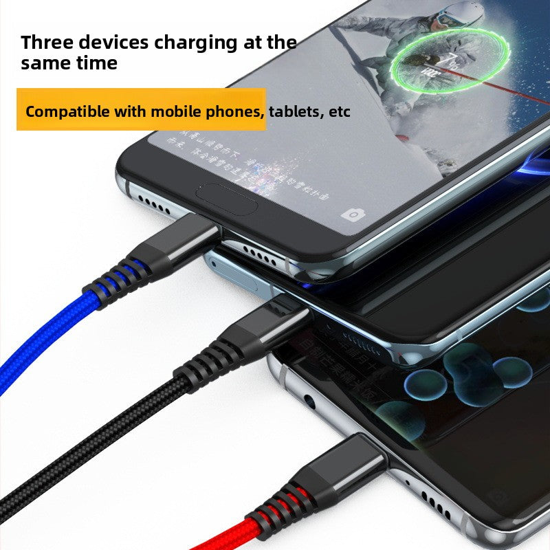 Lighted One-To-Three Data CableLED 3-in-1 Charging Cable – Multi Device USB Cable with Light Indicator