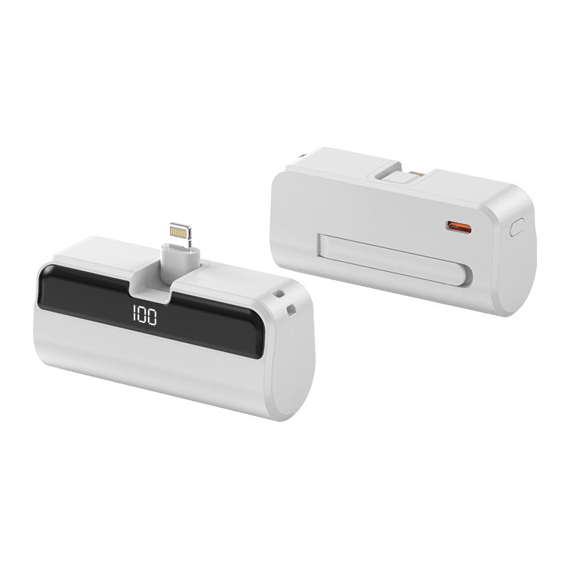 Mini Capsule Power Bank 5000mAh with Built-in USB-C or Lightning Connector