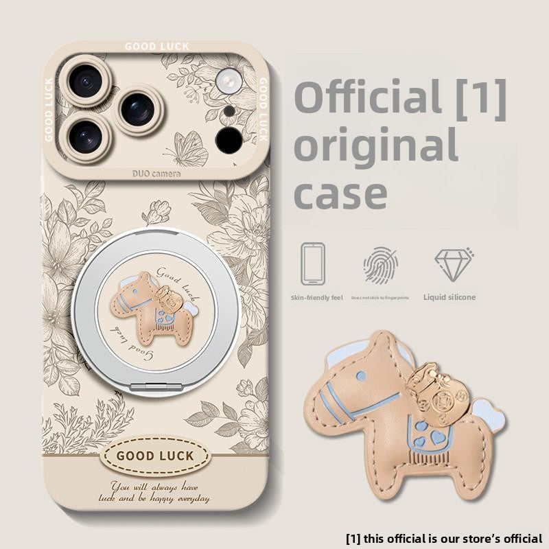 Floral Pony Magnetic Phone Case with 360° Stand for iPhone