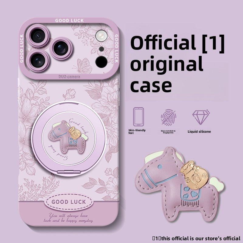 Floral Pony Magnetic Phone Case with 360° Stand for iPhone