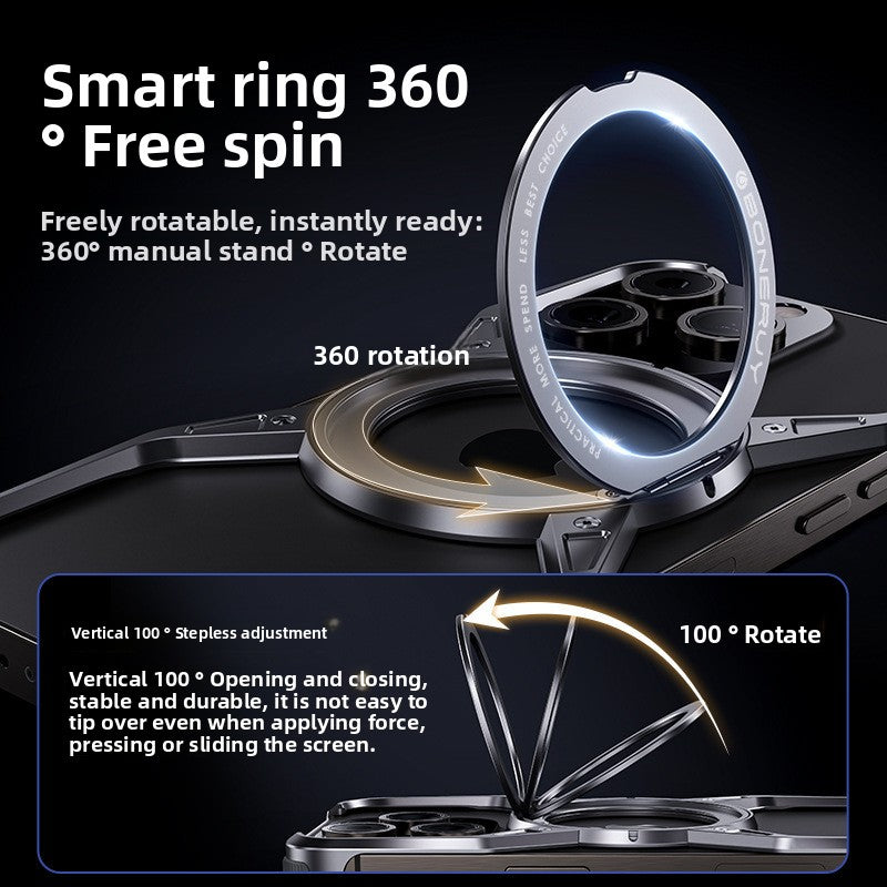 Magnetic Aluminum iPhone Case with Cooling Stand – Premium Shockproof Cover