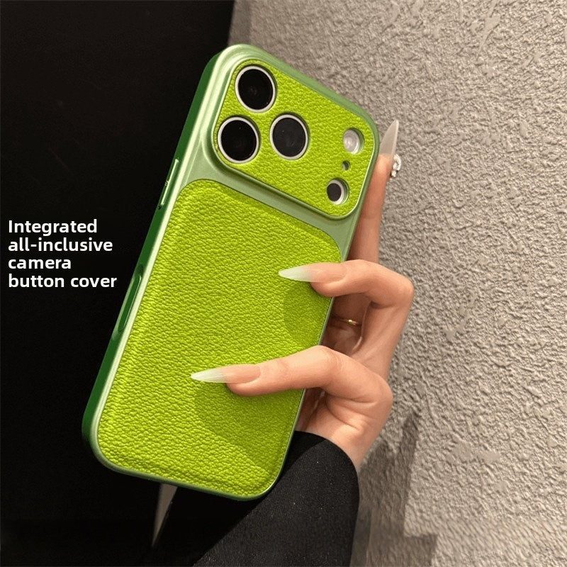Simple Solid Color Leather Texture Phone Case for iPhone