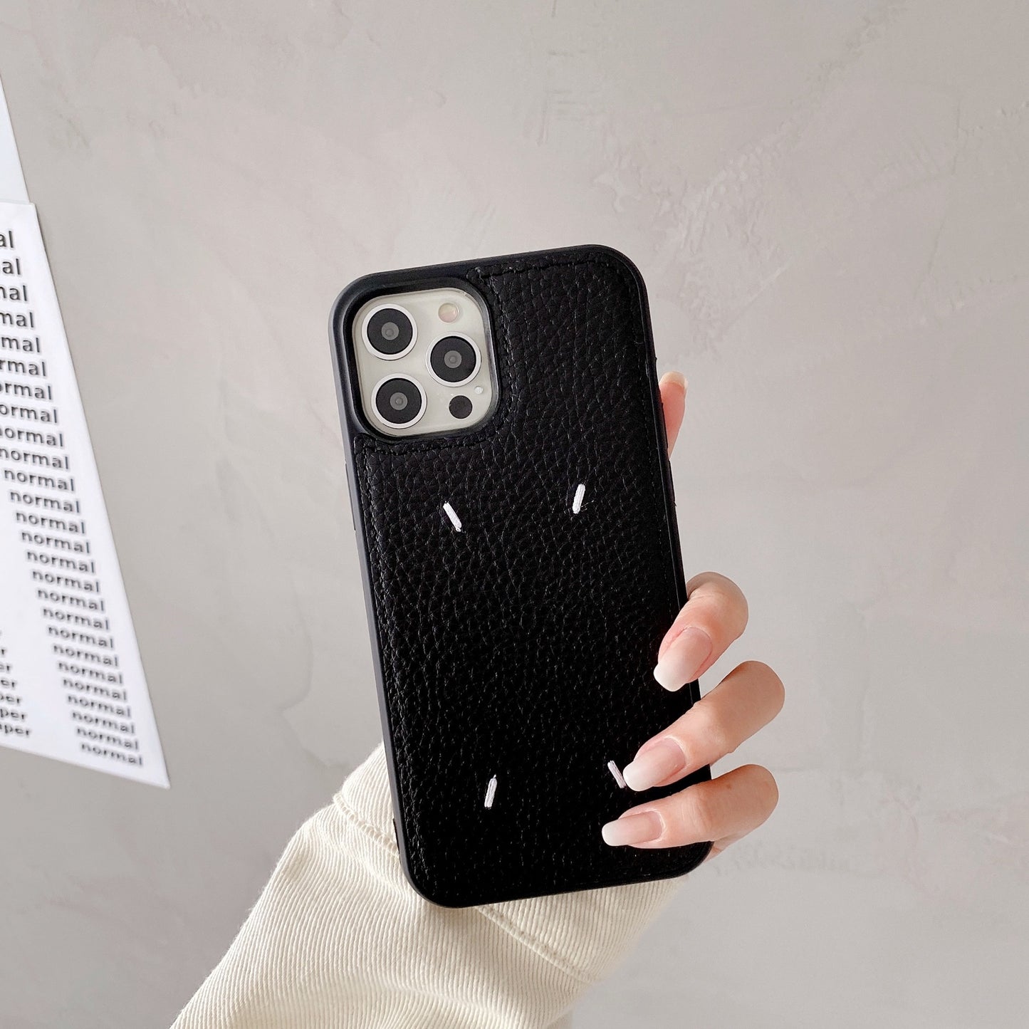 Embroidered Leather Phone Case for Apple iPhone