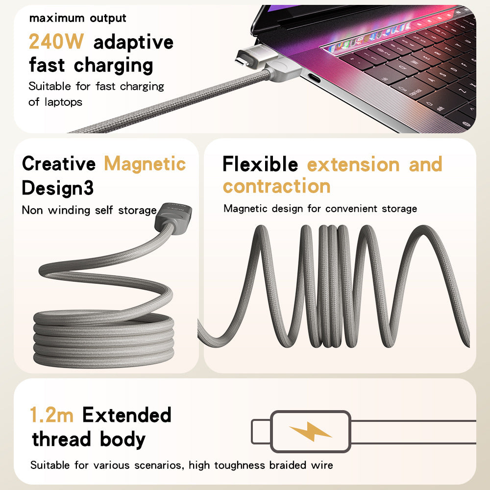 Magnetic 4-in-1 Fast Charging Cable – Universal USB Cable with Magnetic Connectors