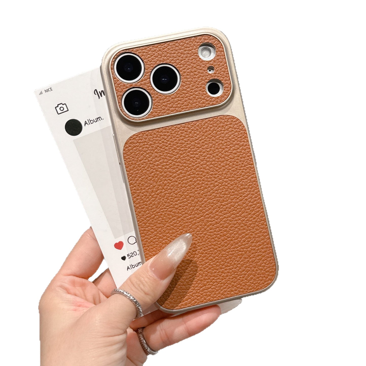 Simple Solid Color Leather Texture Phone Case for iPhone