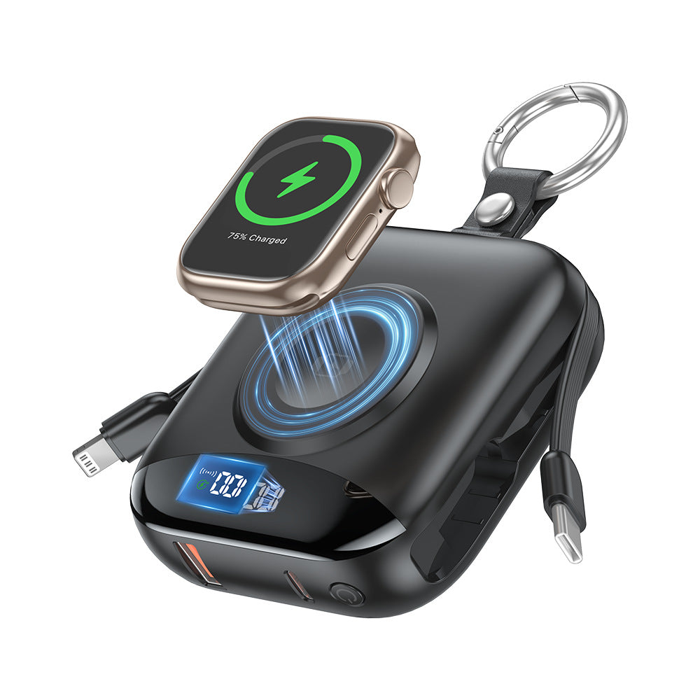 10000mAh Power Bank with Built-in Cables, 20W Fast Charging & Apple Watch Wireless Charging