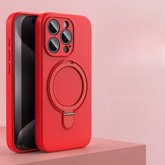 Magnetic Silicone Phone Case with Built-In Stand for iPhone