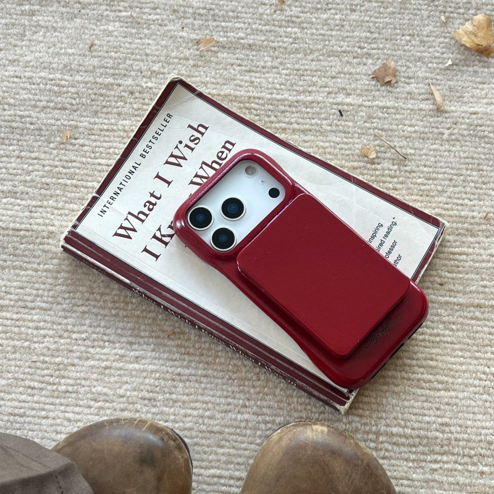 Leather Mirror Holder Phone Case for iPhone