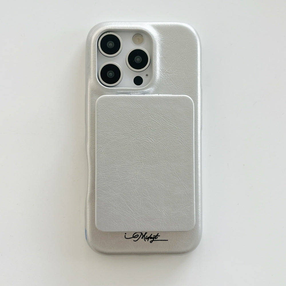 Leather Mirror Holder Phone Case for iPhone