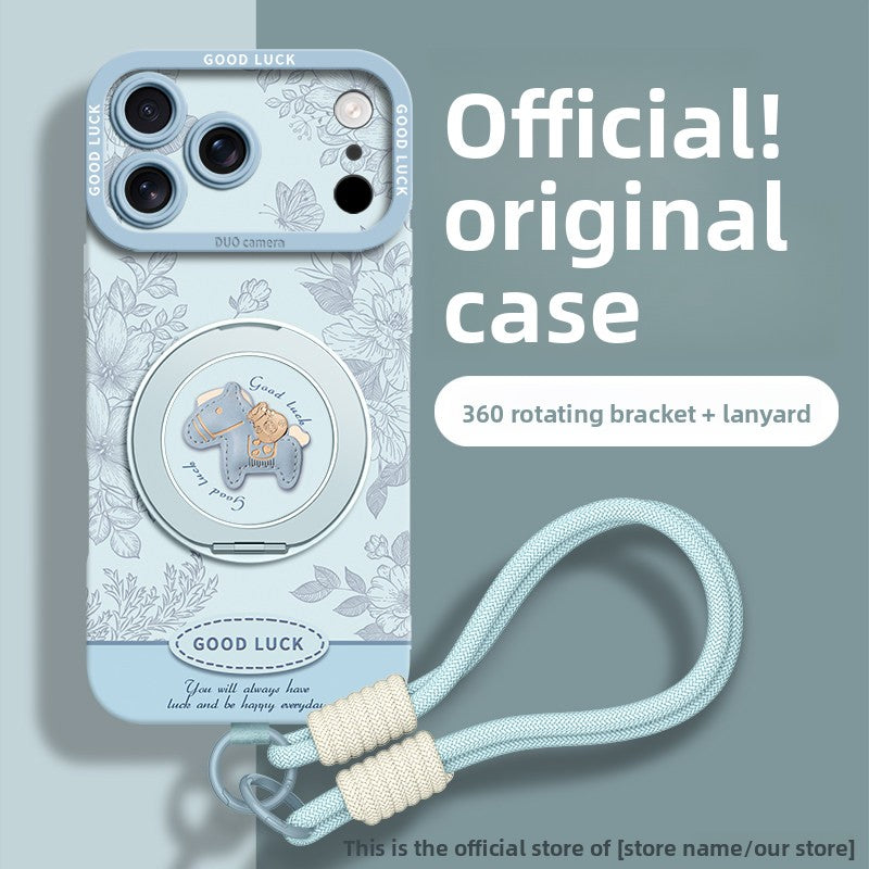 Floral Pony Magnetic Phone Case with 360° Stand for iPhone