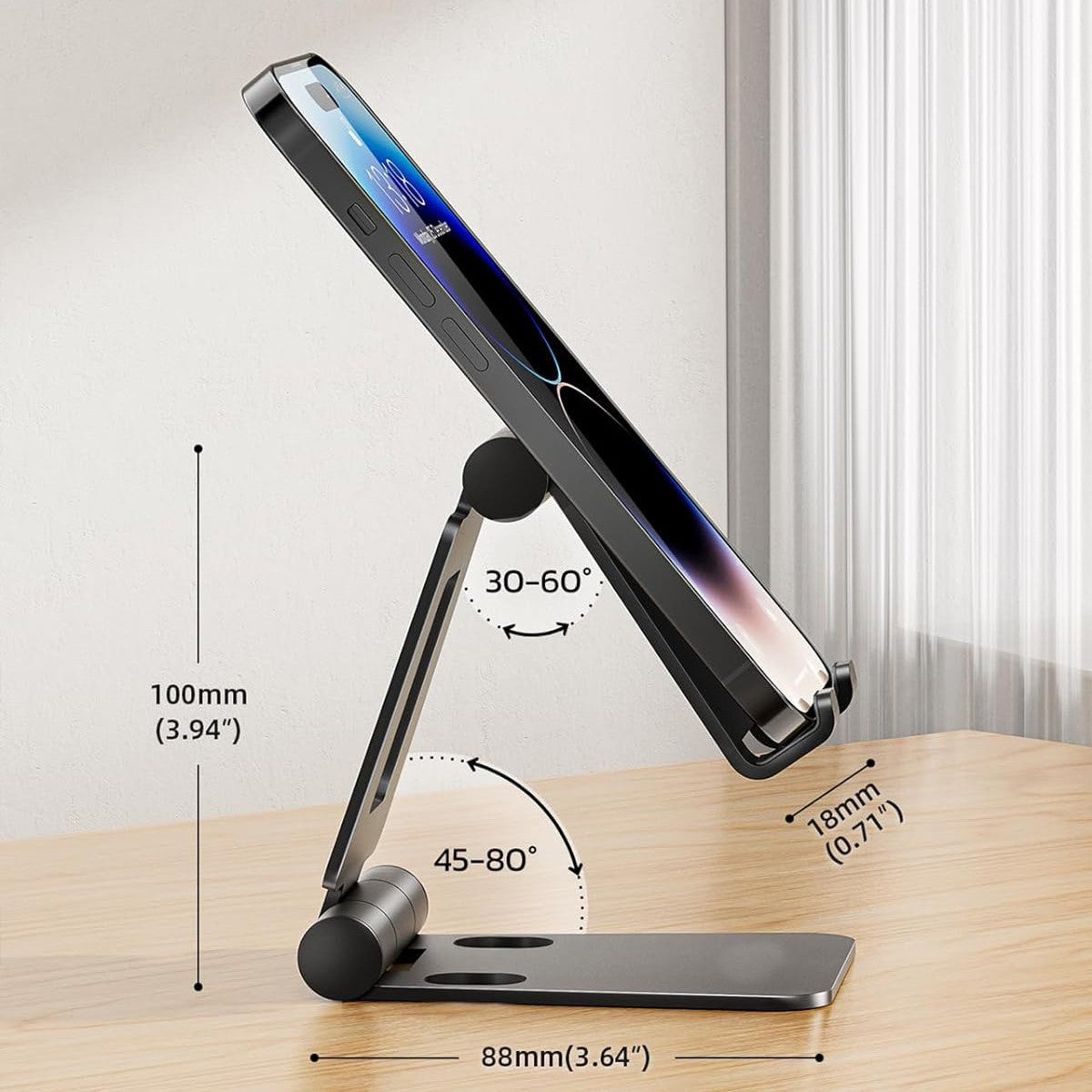 Foldable Aluminum Phone Stand – Universal Adjustable Mobile Holder