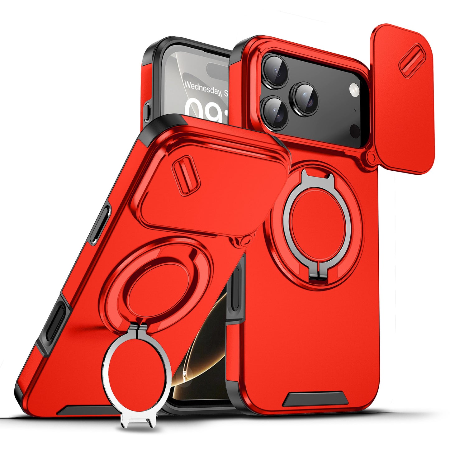 Magnetic Window Phone Case with Holder for iPhone 11/12/13/14/15/16/17 E/ Pro/Pro Max.