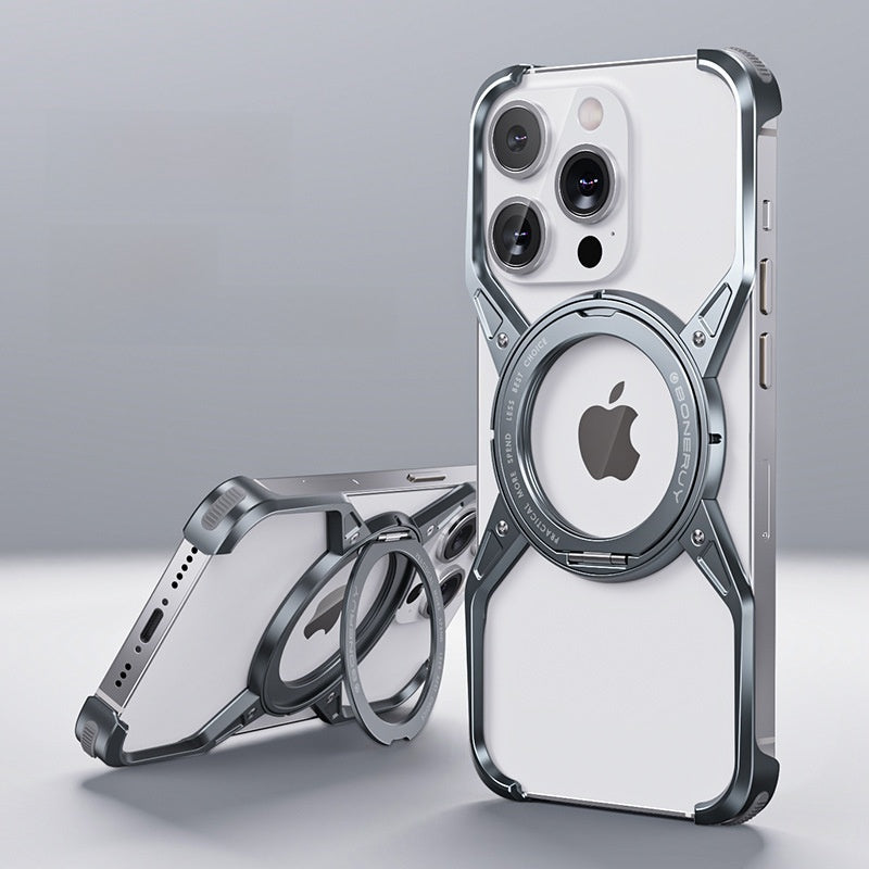 Magnetic Aluminum iPhone Case with Cooling Stand – Premium Shockproof Cover