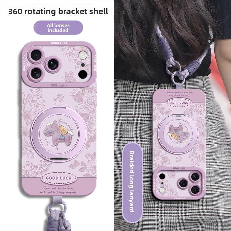 Floral Pony Magnetic Phone Case with 360° Stand for iPhone