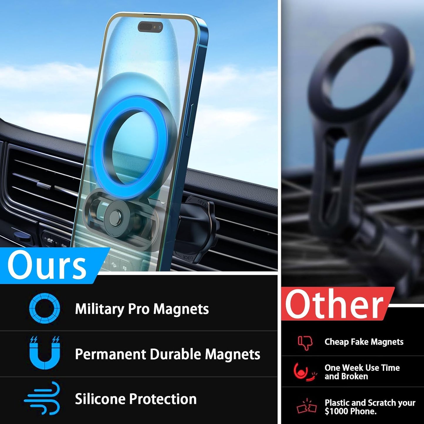 Ultra-Secure Magnetic Vent Car Mount