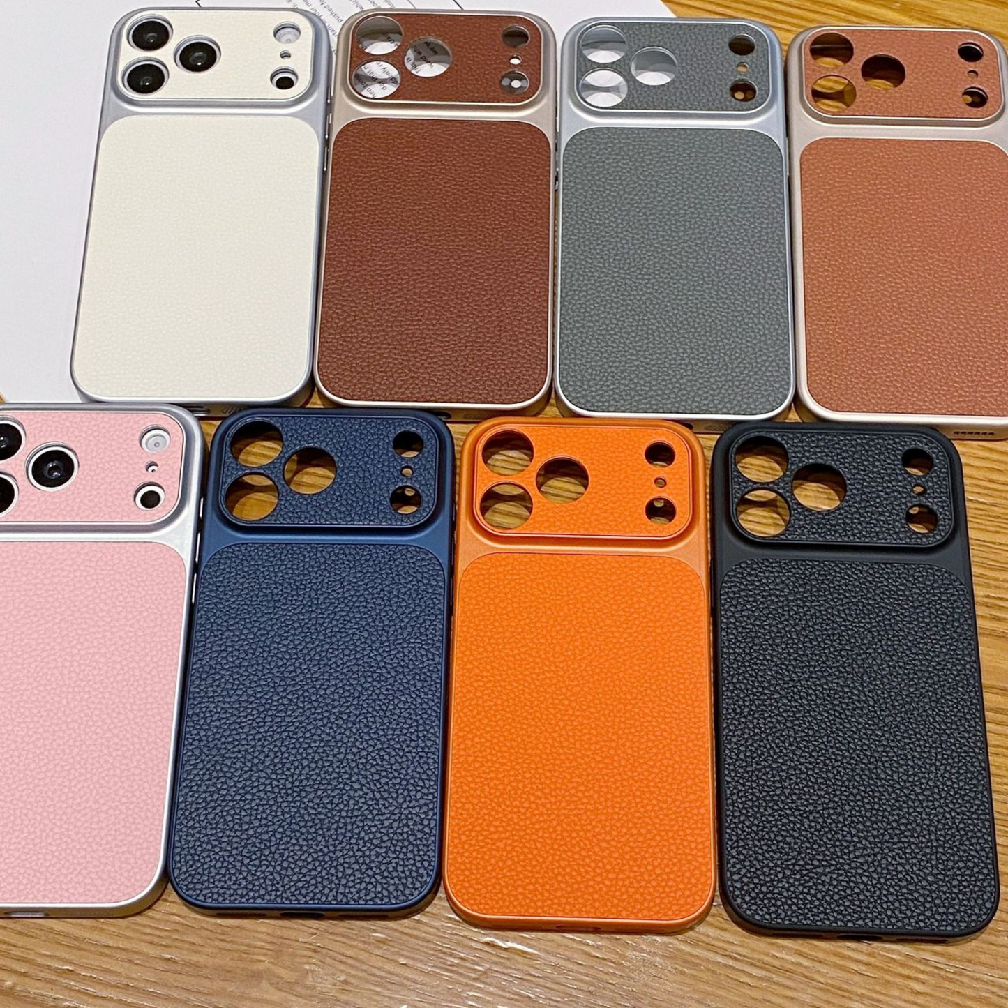 Simple Solid Color Leather Texture Phone Case for iPhone