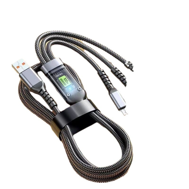 100W 3-in-1 Fast Charging Cable – Transparent Braided USB Cable
