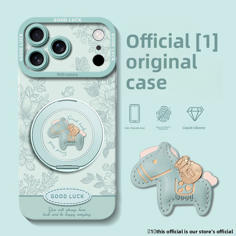 Floral Pony Magnetic Phone Case with 360° Stand for iPhone