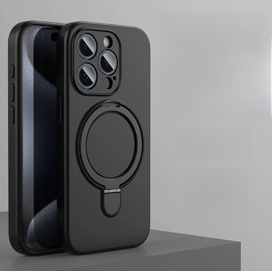 Magnetic Silicone Phone Case with Built-In Stand for iPhone