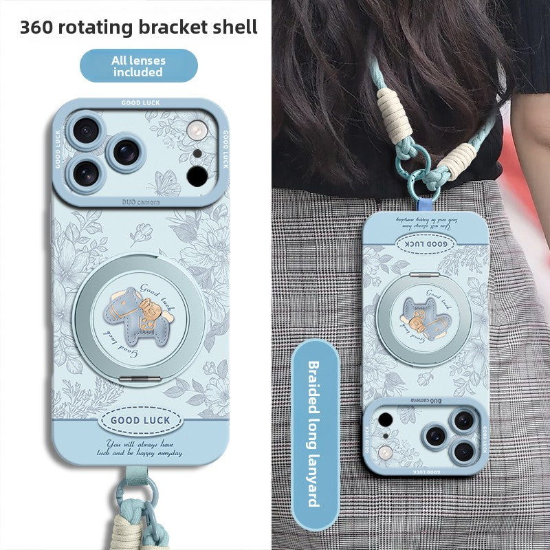 Floral Pony Magnetic Phone Case with 360° Stand for iPhone