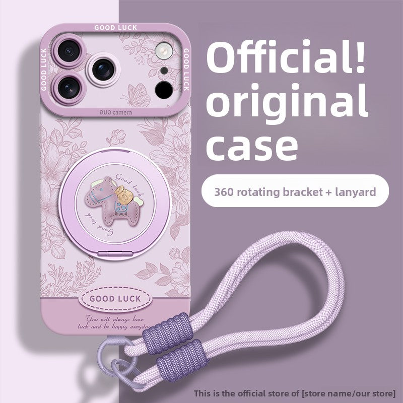 Floral Pony Magnetic Phone Case with 360° Stand for iPhone