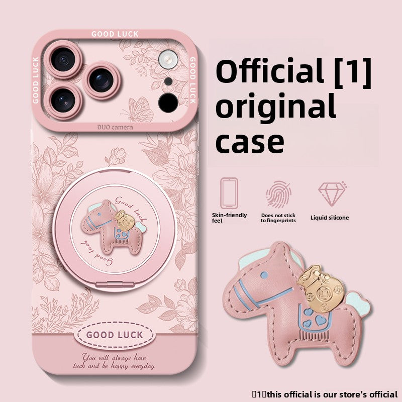Floral Pony Magnetic Phone Case with 360° Stand for iPhone