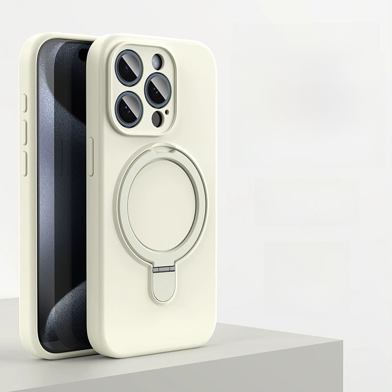 Magnetic Silicone Phone Case with Built-In Stand for iPhone