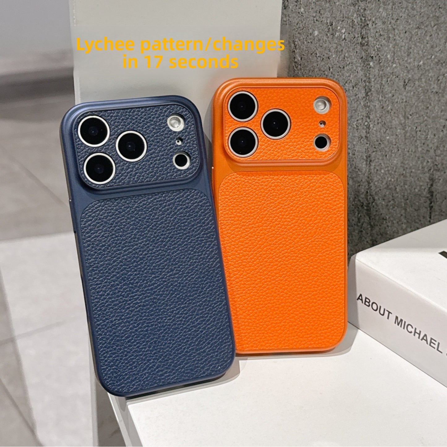 Simple Solid Color Leather Texture Phone Case for iPhone