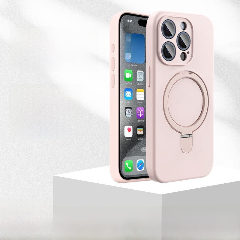 Magnetic Silicone Phone Case with Built-In Stand for iPhone
