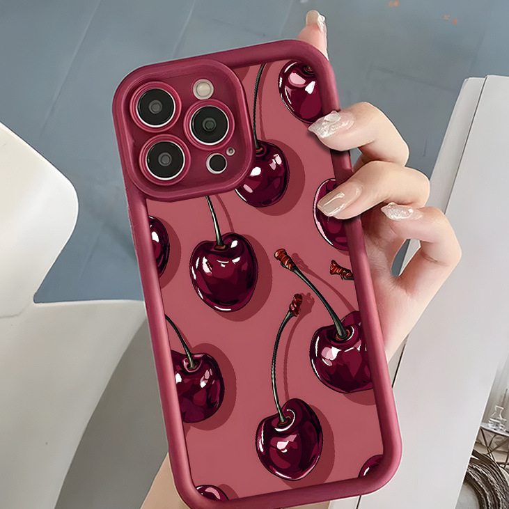 Red Cherry Design iPhone Protective Case X/XS/7/8/11/12/13/14/15/16/17/Pro/Pro Max/Plus/Air.