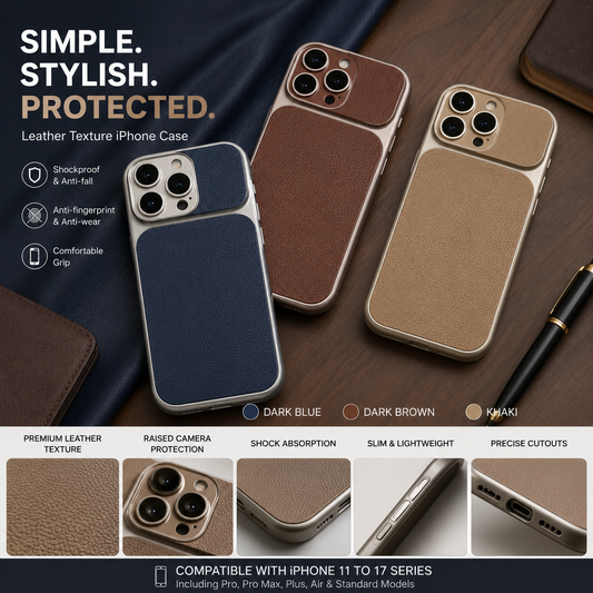 Premium Leather Texture iPhone Case – Slim Protective Cover