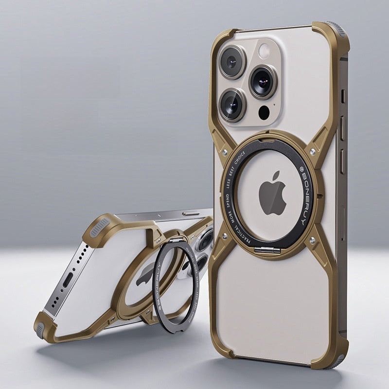 Magnetic Aluminum iPhone Case with Cooling Stand – Premium Shockproof Cover