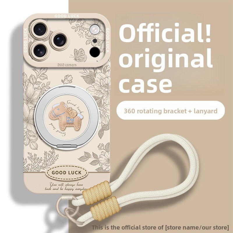 Floral Pony Magnetic Phone Case with 360° Stand for iPhone