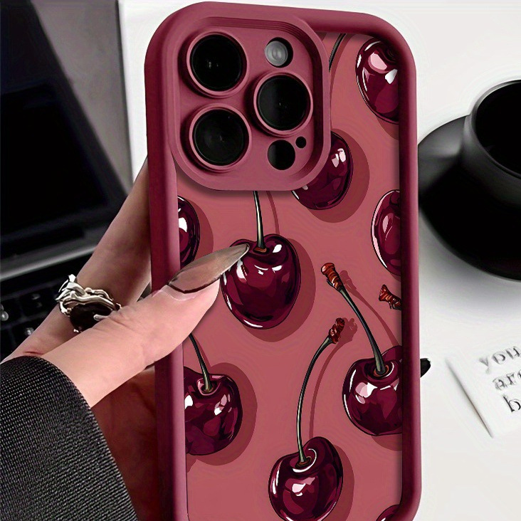 Red Cherry Design iPhone Protective Case X/XS/7/8/11/12/13/14/15/16/17/Pro/Pro Max/Plus/Air.