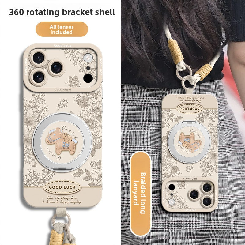 Floral Pony Magnetic Phone Case with 360° Stand for iPhone