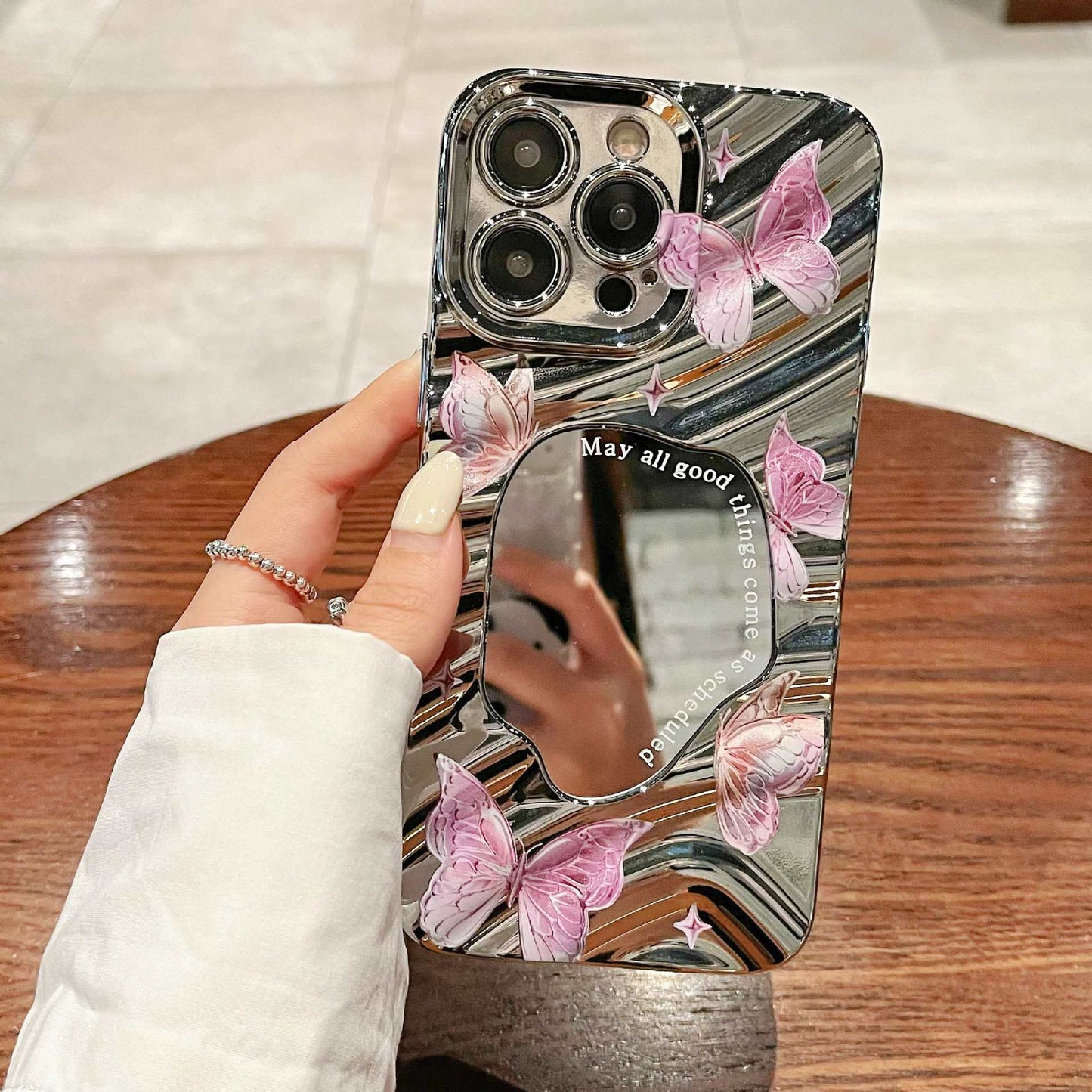 Purple Butterfly Electroplated Mirror Silicone Phone Case for iPhone