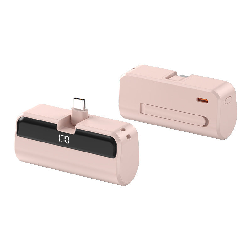 Mini Capsule Power Bank 5000mAh with Built-in USB-C or Lightning Connector