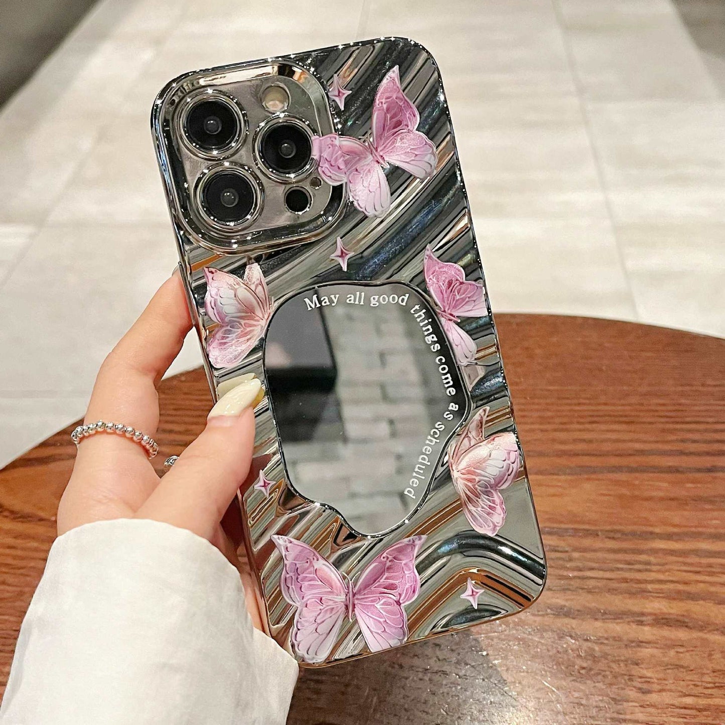 Purple Butterfly Electroplated Mirror Silicone Phone Case for iPhone