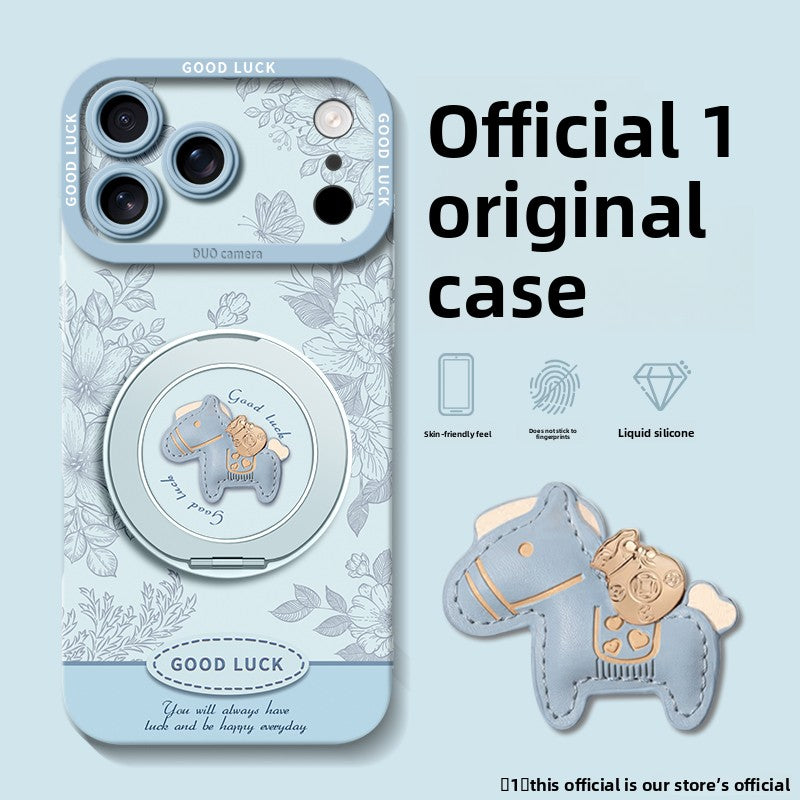 Floral Pony Magnetic Phone Case with 360° Stand for iPhone