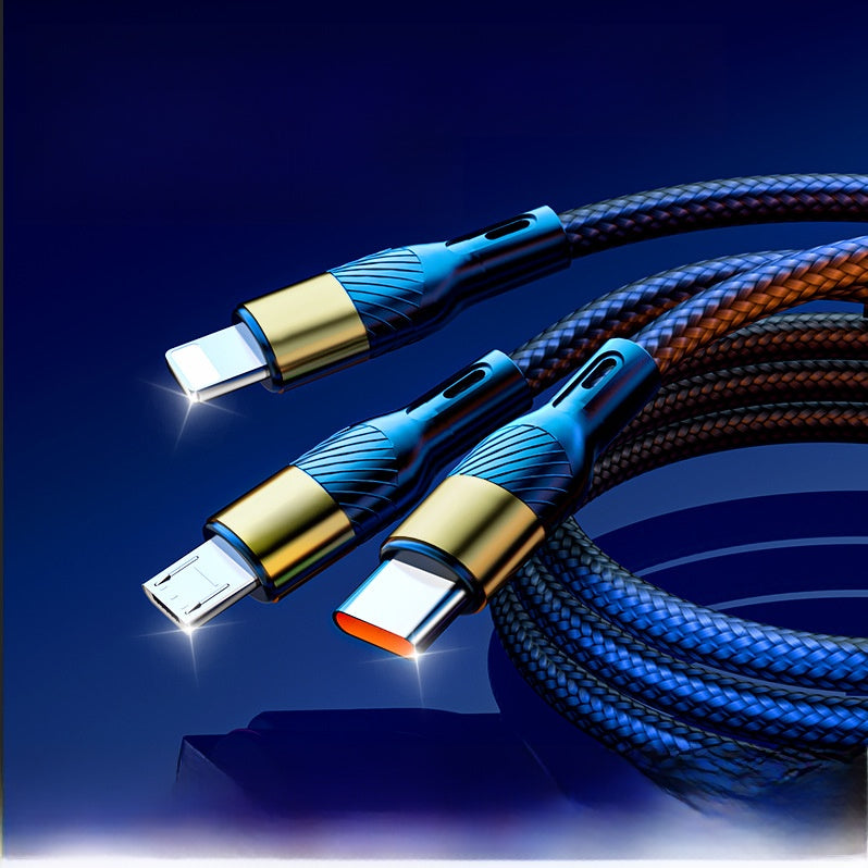 200W 3-in-1 Fast Charging Cable – USB-C, Lightning & Micro USB
