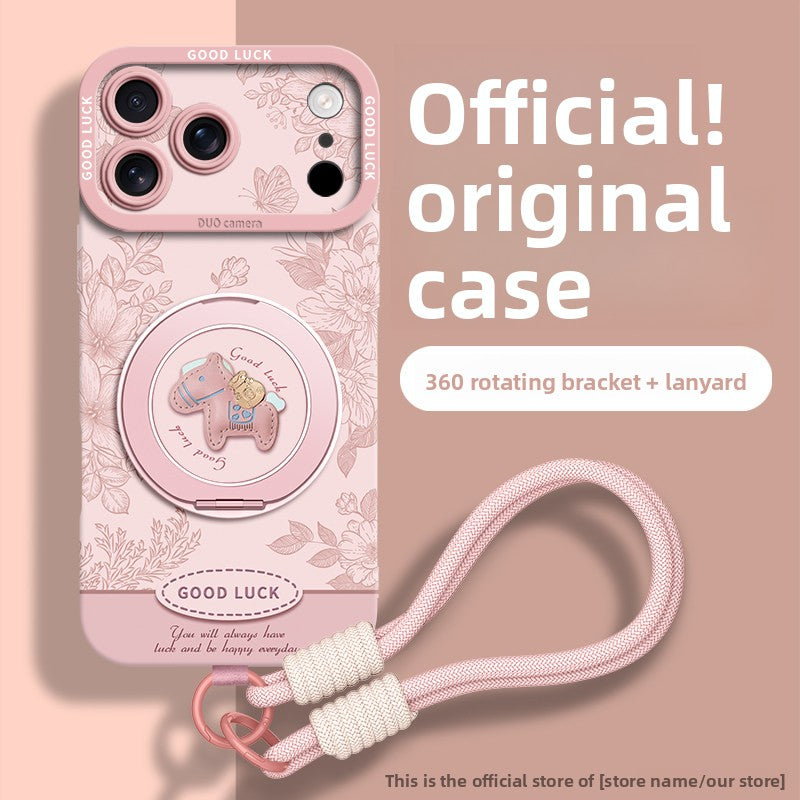 Floral Pony Magnetic Phone Case with 360° Stand for iPhone