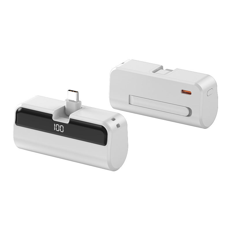 Mini Capsule Power Bank 5000mAh with Built-in USB-C or Lightning Connector
