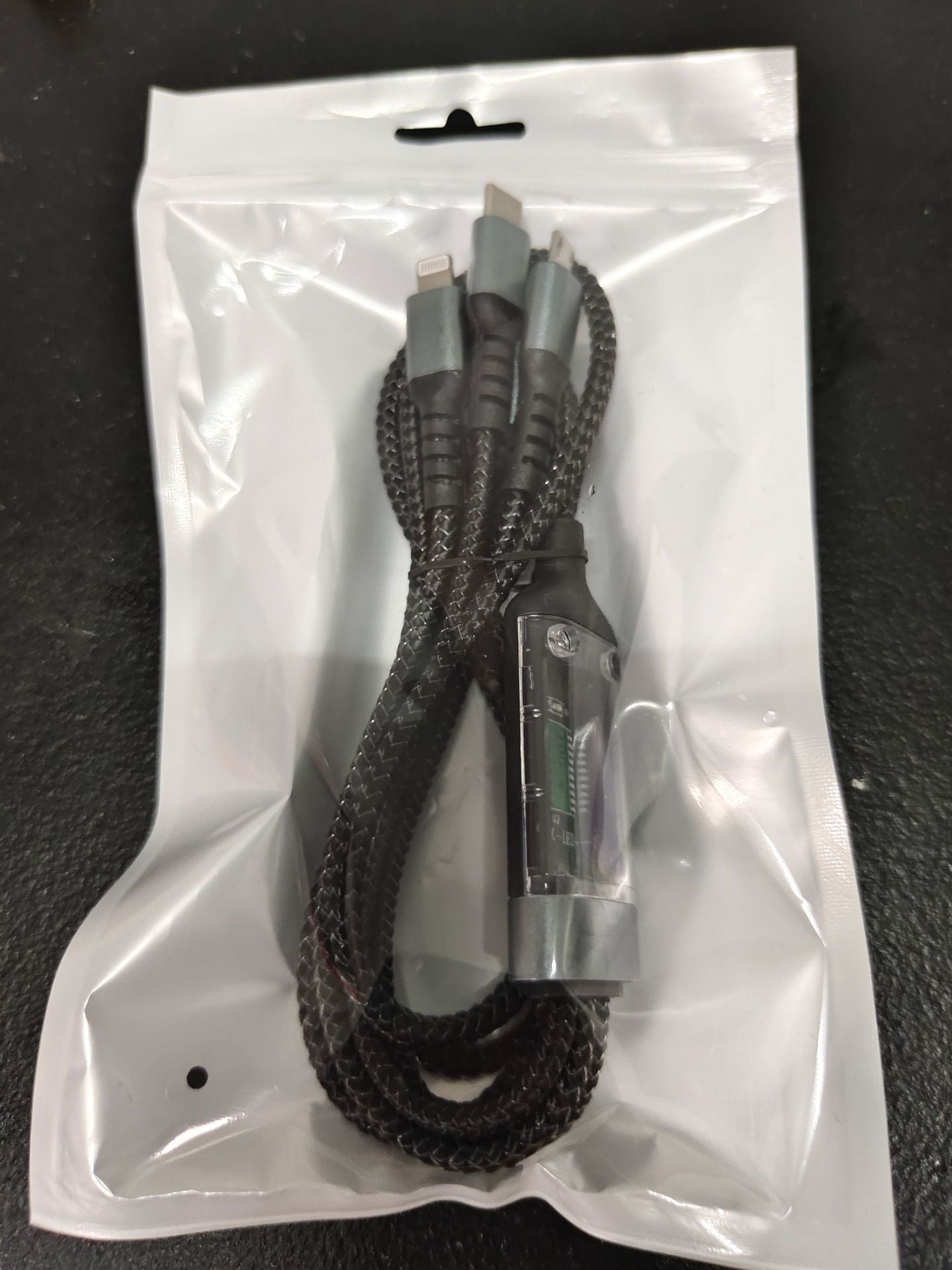 100W 3-in-1 Fast Charging Cable – Transparent Braided USB Cable