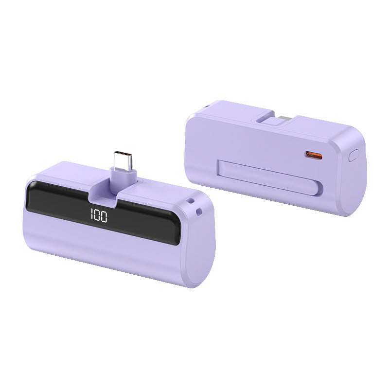 Mini Capsule Power Bank 5000mAh with Built-in USB-C or Lightning Connector