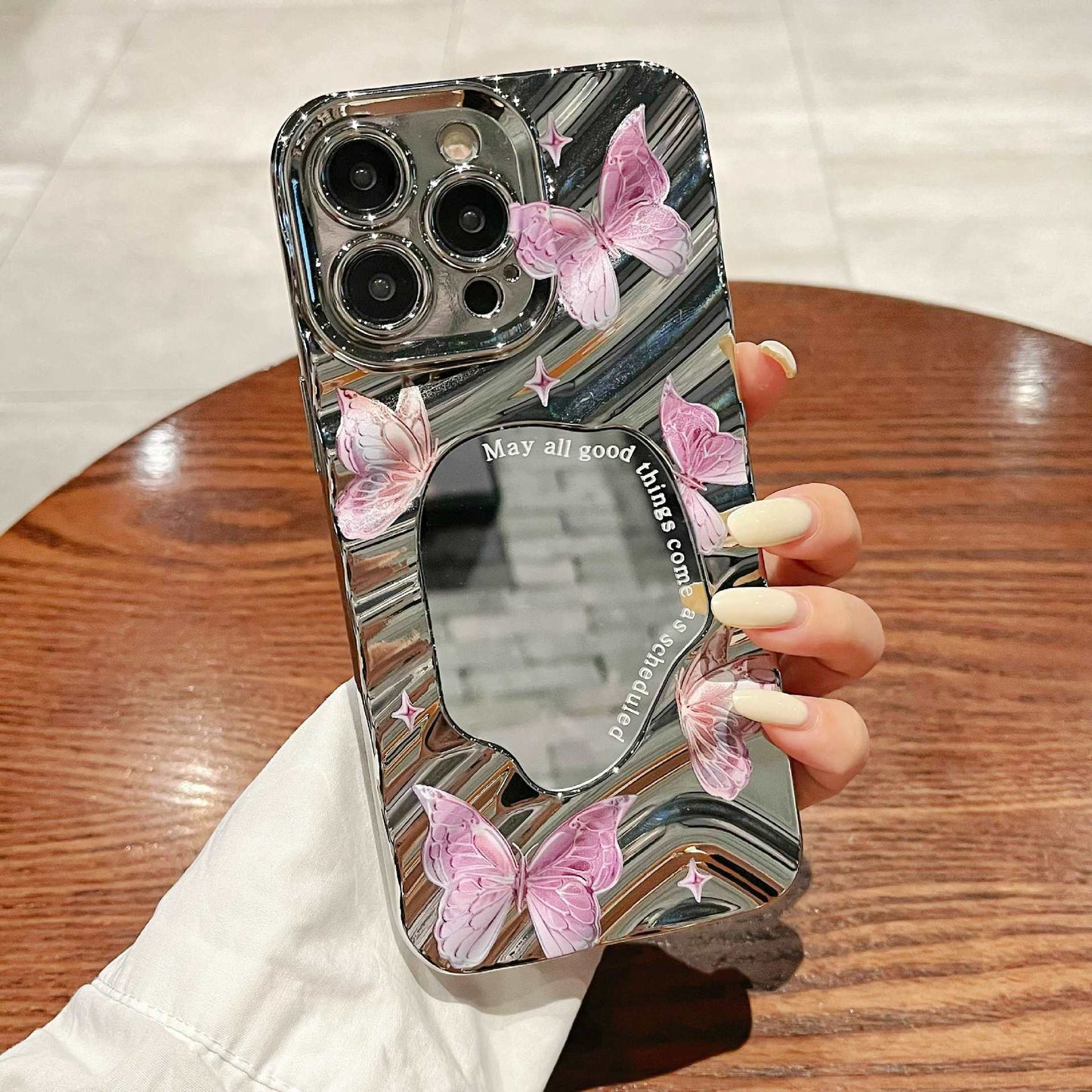 Purple Butterfly Electroplated Mirror Silicone Phone Case for iPhone
