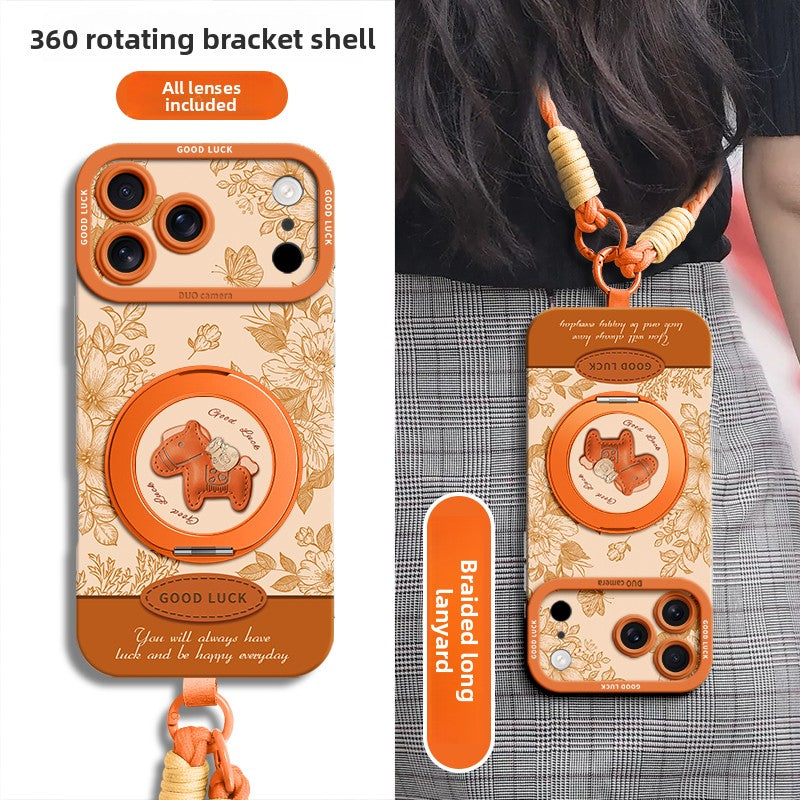 Floral Pony Magnetic Phone Case with 360° Stand for iPhone